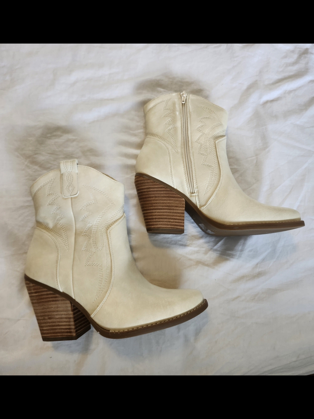Women’s Cream Western Ankle Boots